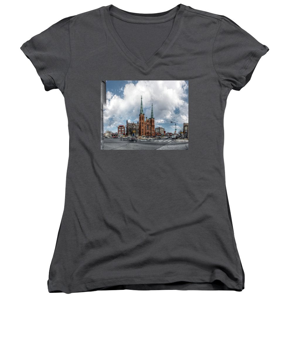 Panorama 2066 Church of the Assumption - Women's V-Neck