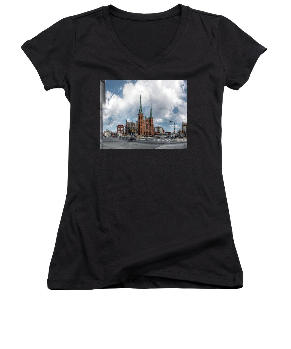 Panorama 2066 Church of the Assumption - Women's V-Neck