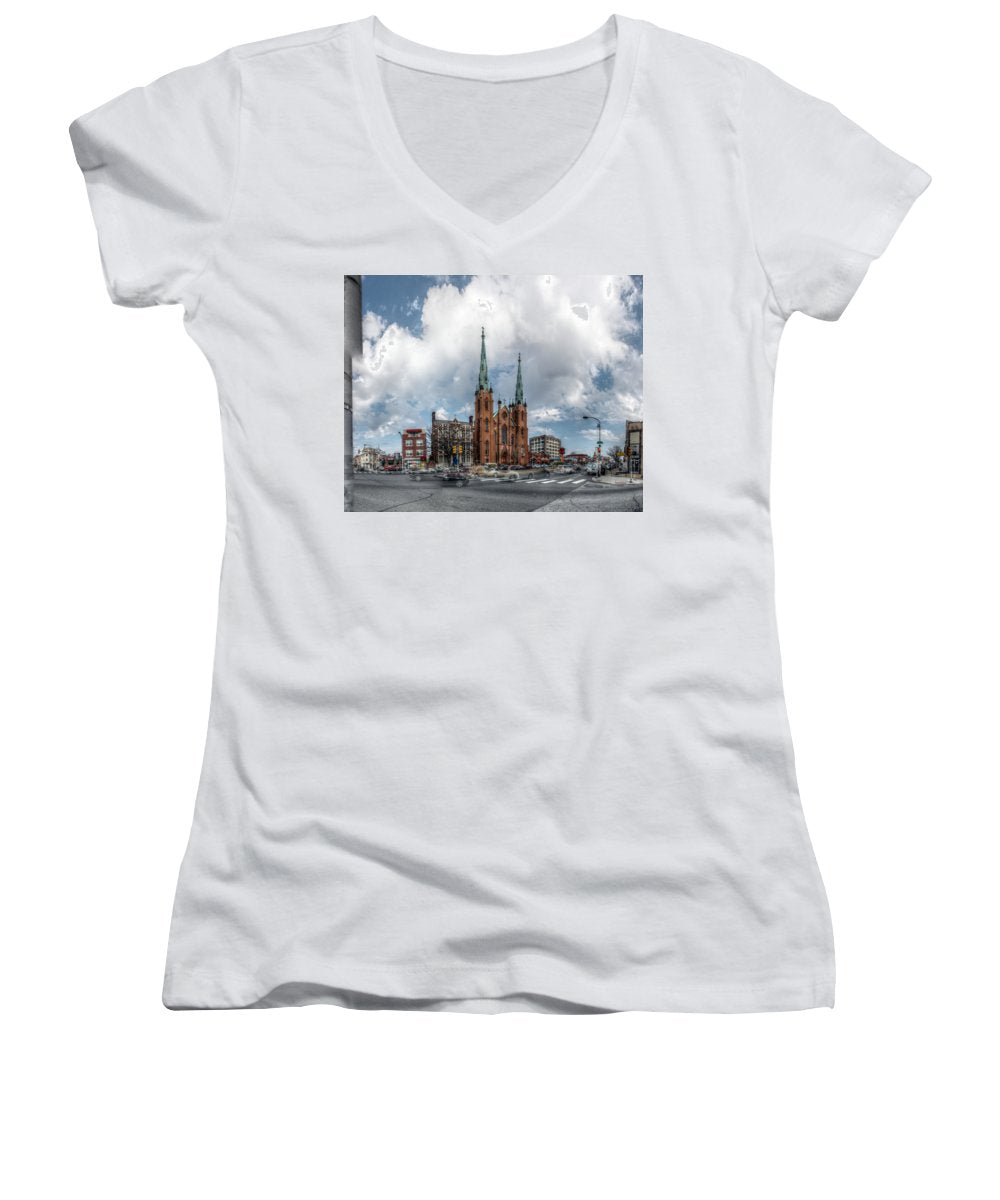 Panorama 2066 Church of the Assumption - Women's V-Neck