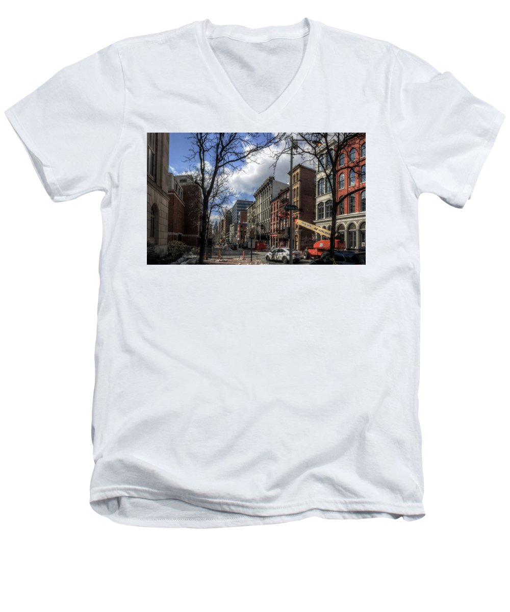 Panorama 3607 200  Block of Chestnut Street - Men's V-Neck T-Shirt