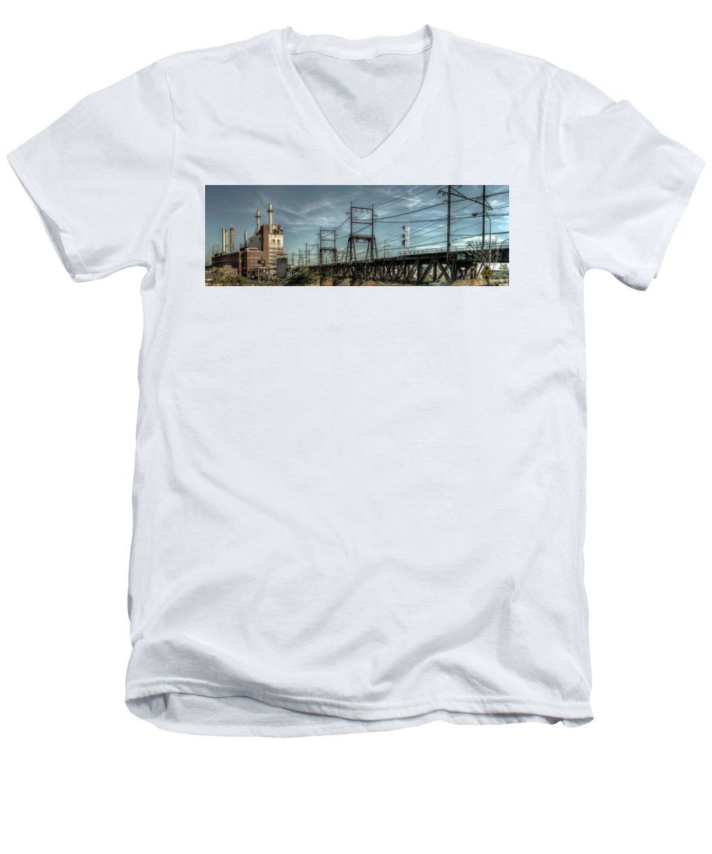 Panorama 4018 West Philadelphia Elevated Branch - Men's V-Neck T-Shirt