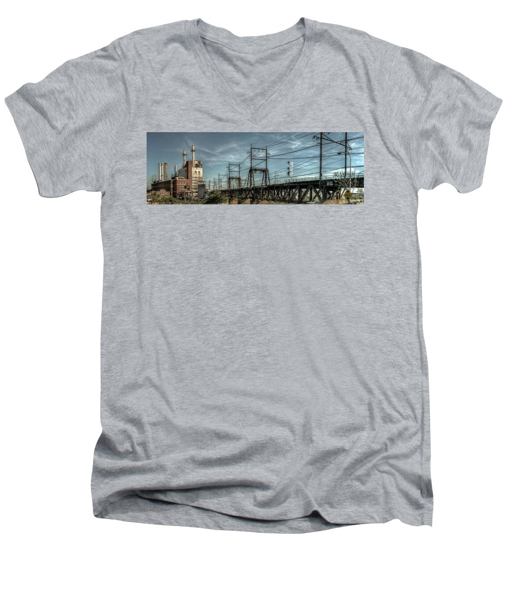 Panorama 4018 West Philadelphia Elevated Branch - Men's V-Neck T-Shirt