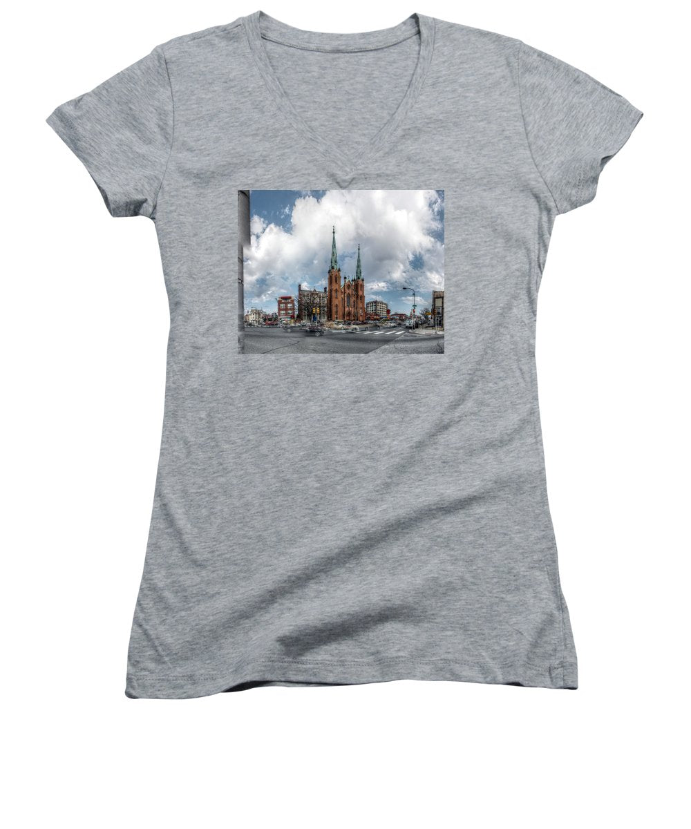 Panorama 2066 Church of the Assumption - Women's V-Neck