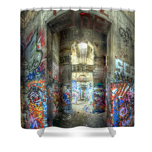 Panorama 3404 Pier 18 aka Graffiti Pier - Shower Curtain