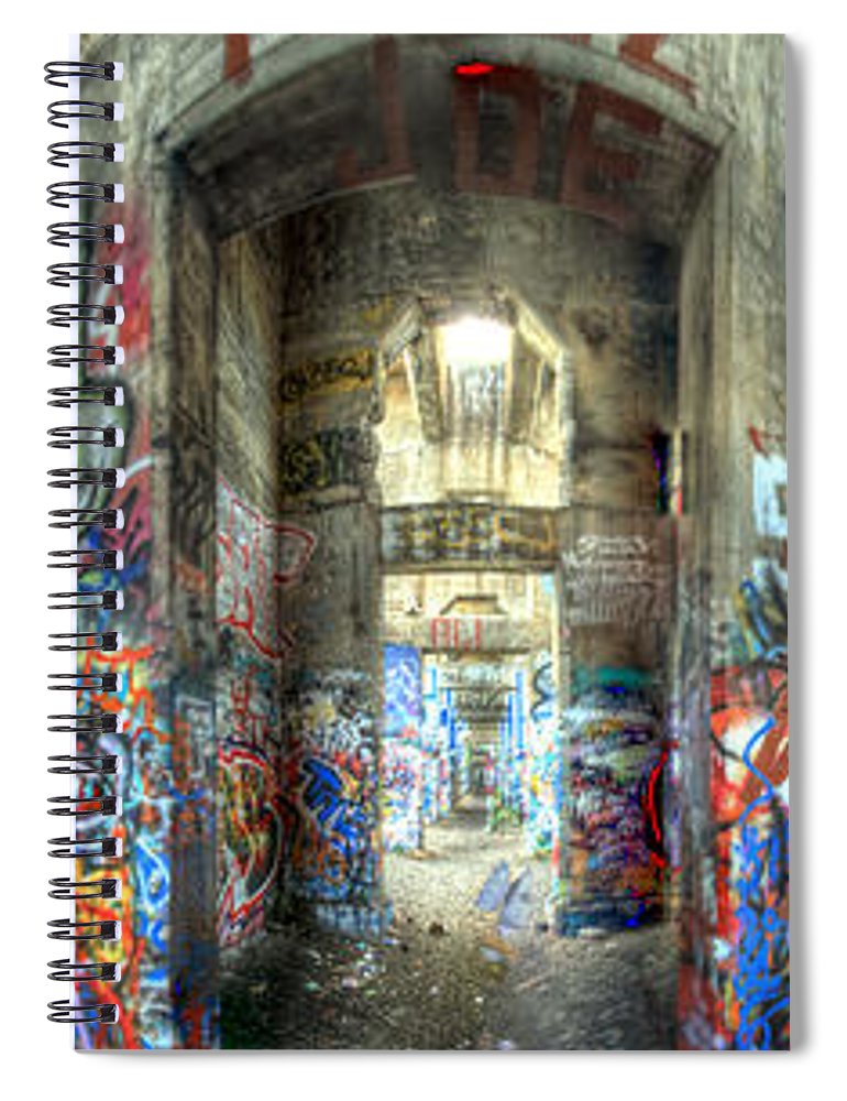 Panorama 3404 Pier 18 aka Graffiti Pier - Spiral Notebook