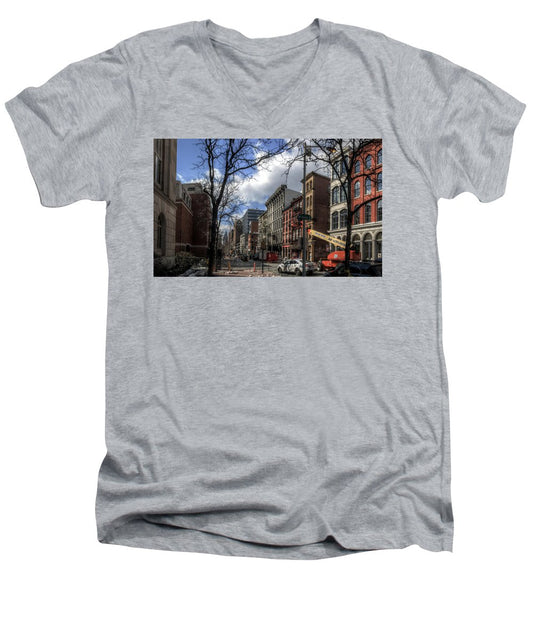 Panorama 3607 200  Block of Chestnut Street - Men's V-Neck T-Shirt