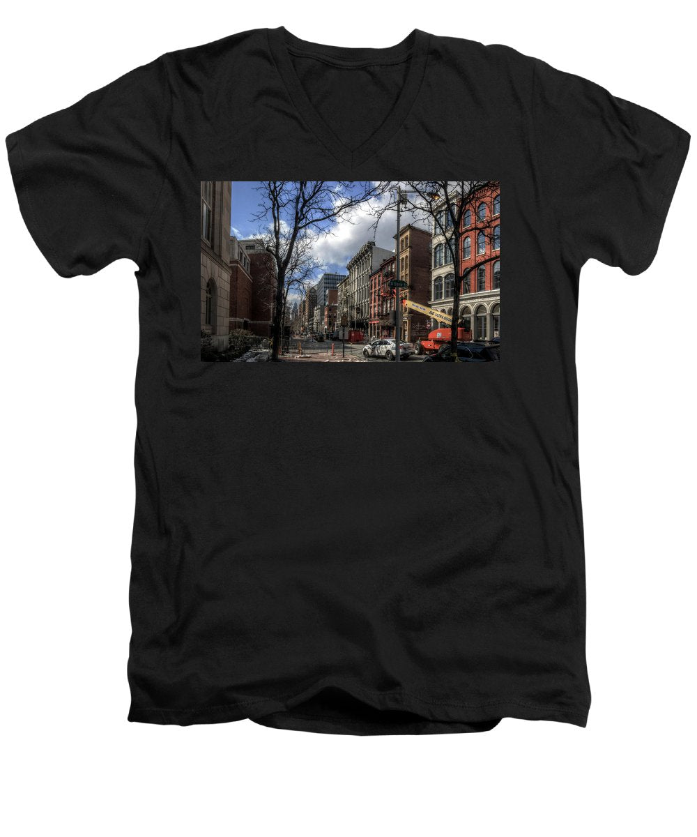 Panorama 3607 200  Block of Chestnut Street - Men's V-Neck T-Shirt