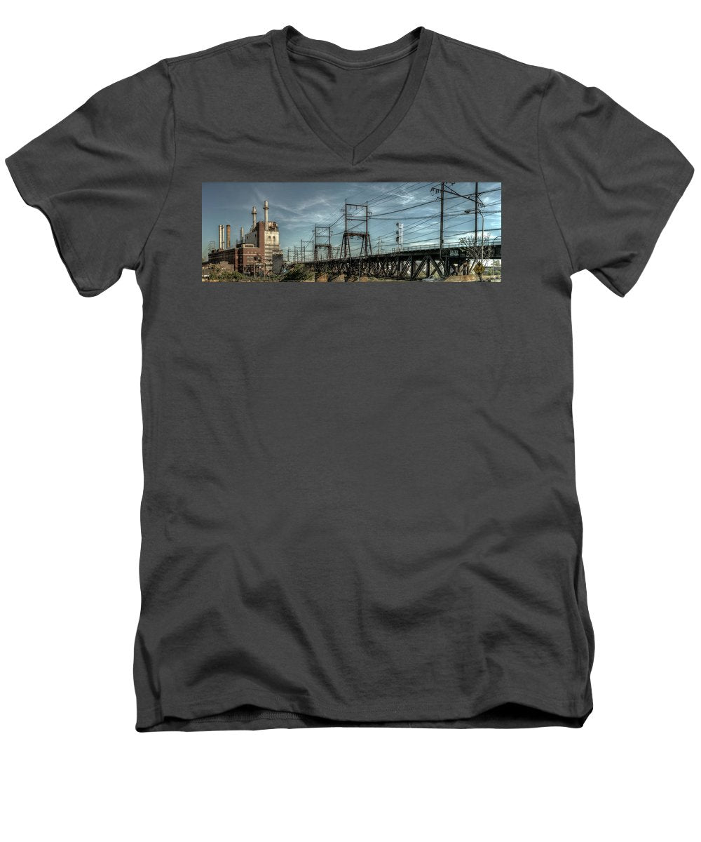 Panorama 4018 West Philadelphia Elevated Branch - Men's V-Neck T-Shirt