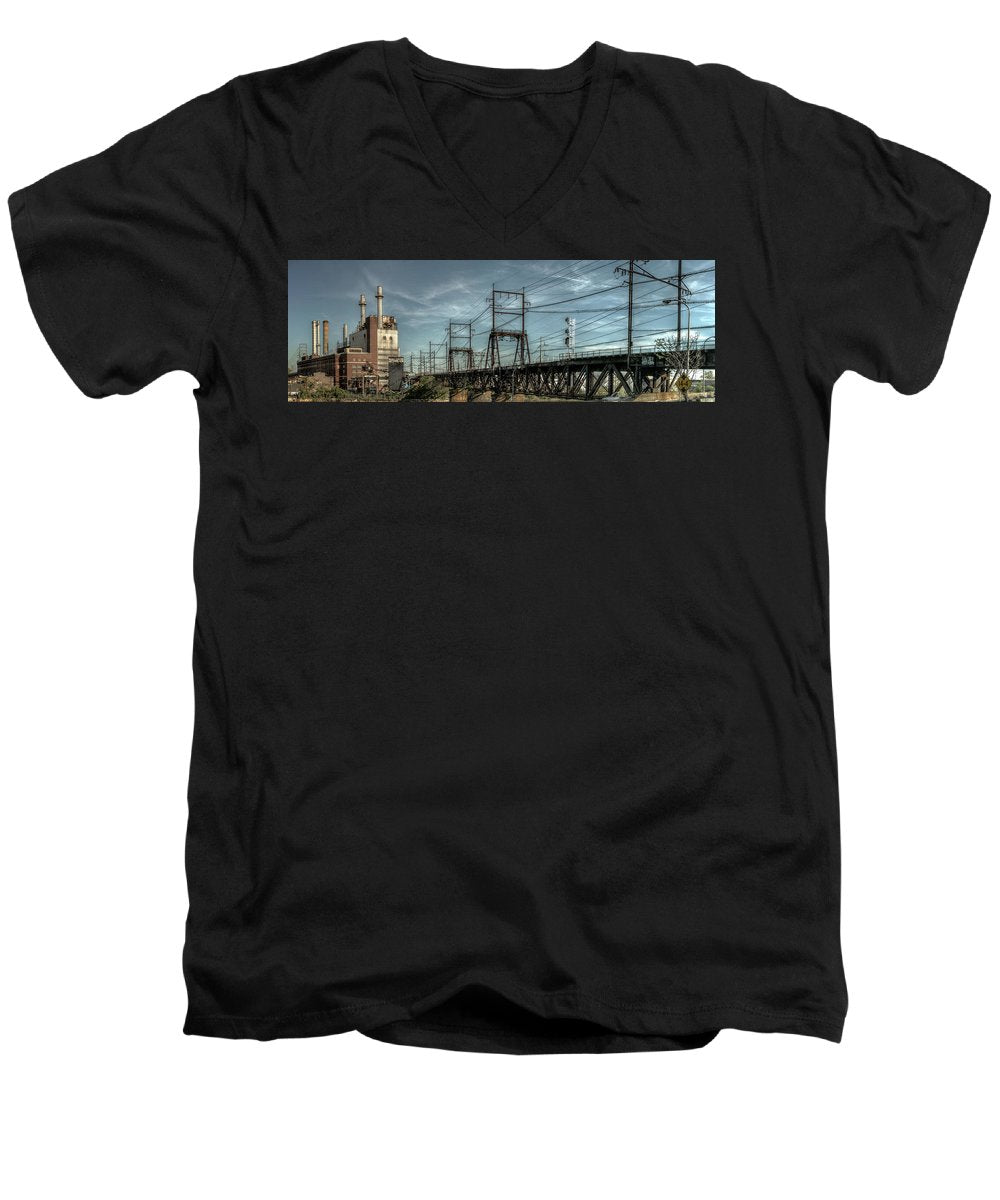 Panorama 4018 West Philadelphia Elevated Branch - Men's V-Neck T-Shirt